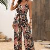 Women's Black Floral Print Belted Sleeveless Wide Leg Jumpsuit for Summer - Image 12