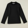 Women's Black Mock Neck Thermal Lined Long Sleeve Tee - Image 8