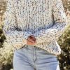 Women's White Confetti Reversible Twist Sweater - Versatile and Stylish - Image 9