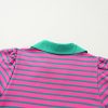 Women's Pink Stripe Collared V Neck Puff Sleeve T-Shirt Mini Dress - Image 7