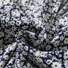 Women's Elegant Blue Floral Print Notched V Neck Puff Sleeve Blouse - Image 12