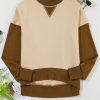 Women's Apricot Color Block Thumbhole Sleeve Drop Shoulder Sweatshirt - Image 16