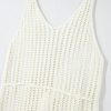 Women's White Crochet Fishnet Fringed Edge V Neck Beach Cover Up for Summer - Image 18