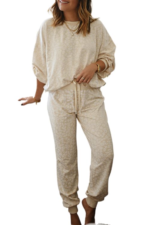 Wild Cheetah Print Cozy Two-Piece Lounge Set - White