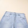 Women's Beau Blue High Waist Plus Size Denim Shorts with Folded Edge Detail - Image 6