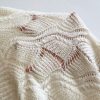 Women's Beige Hollow Out Knit Drop Shoulder V Neck Sweater - Image 15