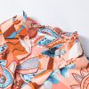 Women's Orange Floral Print Shirred Cuff Buttoned Loose Shirt - Chic Bohemian Style - Image 9