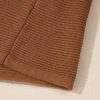 Women's Camel Ribbed Knit Drop Sleeve V Neck Loose Fit Sweater - Cozy & Chic - Image 13