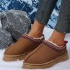 Women's Chestnut Contrast Print Suede Plush Lined Snow Boots for Winter - Image 6