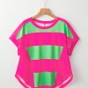 Women's Green Colorblock Loose Fit T-Shirt with Rounded Hem - Image 4