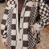 Women's Brown Checkered Print Corduroy Shacket - Image 2