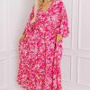 Rose Plus Size Floral V Neck Wide Sleeve Maxi Dress for Curvy Women - Image 6