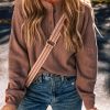 Women's Chestnut Textured Knit Henley Long Sleeve Top - Image 4