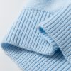 Women's Light Blue Knitted Sweater with Floral Pattern and Ribbed Edge - Image 11