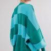 Women's Green Checkered Oversized Sweater with Side Slits Drop Shoulder - Image 2