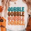 Women's White Glittering GOBBLE Graphic Crewneck T-Shirt for Thanksgiving - Image 2