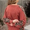 Plus Size Women's Redwood Burl Aztec Patchwork Drop Shoulder Sweatshirt - Image 10