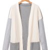 Women's Black Stripe Colorblock Patchwork Open Front Cardigan with Pockets - Image 7