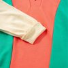 Women's Grapefruit Orange Color Block Patchwork Long Sleeve V Neck Top - Image 7