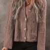 Women's Goat Cut Out Textured Knit Buttoned Cardigan - Chic and Cozy Style - Image 3