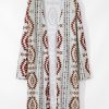 Women's Brown Aztec Open Front Long Cardigan - Western Style - Image 5