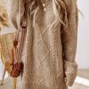 Women's Parchment Cable Knit Long Sleeve Sweater Dress - Image 2