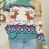 Women's Canton Christmas Reindeer Snowflake Colorblock Turtleneck Sweater - Image 7