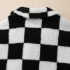 Women's Black Checkered Fleece Jacket with Side Pockets - Image 14