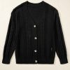 Women's Black Open Knit Drop Shoulder Sweater Cardigan for Stylish Layering - Image 3