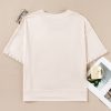 Elegant Beige Pearl Decor Crew Neck Half Sleeve Plus Size T-Shirt - Image 6