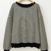 Women's Casual Black Stripe Loose Drop Shoulder Long Sleeve Top - Image 3