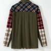 Women's Red Mixed Plaid Patchwork Retro Shacket - Image 8