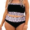 Plus Size Women's Black 2-Piece Leopard Patchwork High Waisted Swimsuit - Image 29