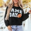 Women's Black GAME DAY Graphic Varsity Pullover Sweatshirt - Image 5