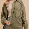 Women's Oversized Moss Green Patchwork Buttoned Waffle Knit Shacket - Image 4