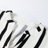 Women's Black Stripe Crinkled Ruffled Sleeve Button-Up Loose Shirt - Image 10