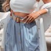 Women's Beau Blue High Waist Denim Maxi Skirt with Button Front and Side Pockets - Image 6