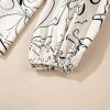 Women's Abstract Beige Balloon Sleeve Crew Neck Blouse - Image 12