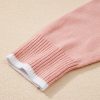 Women's Light Pink Ruffled Bowknot Long Sleeve Sweater with Ribbed Trim - Image 14