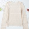 Women's White Geometric Lace Buttoned Long Sleeve Blouse - Image 10