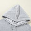 Women's Light Grey Fleece Lined Kangaroo Pocket Drawstring Hoodie - Image 9