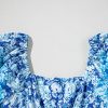 Women's Blue Floral Puff Sleeve Babydoll Mini Dress with Square Neck - Image 8