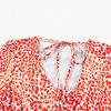 Elegant Tomato Red Leopard Print Long Sleeve Mini Dress with Hollowed Back - Image 9