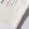 Women's White Multicolor Stitch Detail Short Sleeve Cable Knit Sweater - Image 12