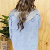 Women's Mist Blue Oversized Contrast Hooded Denim Jacket - Image 2