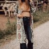 Women's Brown Aztec Open Front Long Cardigan - Western Style - Image 3