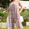 Plus Size Multicolour Paisley Print Sleeveless V Neck Jogger Jumpsuit for Women - Image 7