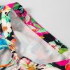 Women's Multicolour Floral Print Bubble Sleeve Ruffled V Neck Blouse - Image 9