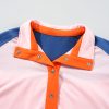 Women's Gossamer Pink Color Block Half Buttoned Ruffled Short Sleeve T-Shirt - Image 16