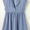 Beau Blue Cap Sleeve High Waist Denim Babydoll Dress for Women - Image 7